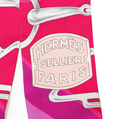 エルメス ツイリー Panoplie Equestre 乗馬の装具一式 スカーフ ピンク マルチカラー シルク レディース HERMES 【中古】