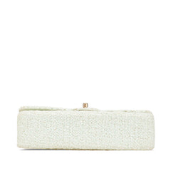 シャネル マトラッセ25 ココマーク Wフラップ チェーン ショルダーバッグ グリーン ミント ツイード レザー レディース CHANEL 【中古】