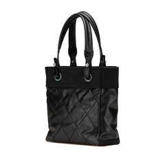 シャネル パリビアリッツトートPM トートバッグ ショルダーバッグ ブラック レザー コーティングキャンバス レディース CHANEL 【中古】