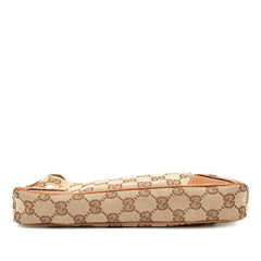 グッチ GGキャンバス チェーン ワンショルダーバッグ ハンドバッグ 120940 ベージュ ブラウン キャンバス レザー レディース GUCCI 【中古】