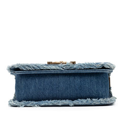 シャネル ボーイシャネル パッチワーク チェーン ショルダーバッグ ブルー ゴールド デニム レディース CHANEL 【中古】