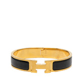 エルメス クリックH PM バングル ゴールド ブラック メッキ エナメル レディース HERMES 【中古】