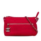 シャネル マトラッセ ココマーク ショルダーバッグ レッド コットン レディース CHANEL 【中古】