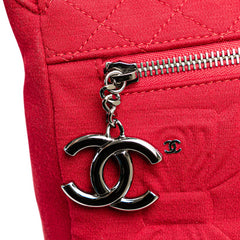 シャネル マトラッセ ココマーク ショルダーバッグ レッド コットン レディース CHANEL 【中古】