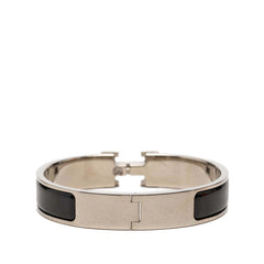 エルメス クリックH PM エナメルブレスレット シルバー ブラック メタル レディース HERMES 【中古】