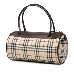 バーバリー ノバチェック シャドーホース ミニハンドバッグ ベージュ マルチカラー キャンバス レザー レディース BURBERRY 【中古】