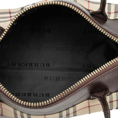 バーバリー ノバチェック シャドーホース ミニハンドバッグ ベージュ マルチカラー キャンバス レザー レディース BURBERRY 【中古】