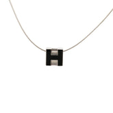 エルメス カージュドアッシュ H Hキューブ チェーン ペンダント ネックレス シルバー ブラック メタル レディース HERMES 中古