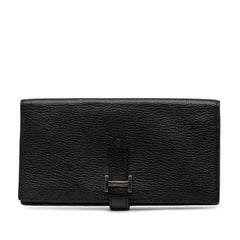 エルメス ベアンスフレ 長財布 □P刻印 2012 ノワール シルバー金具 シェーブル レディース HERMES 【中古】