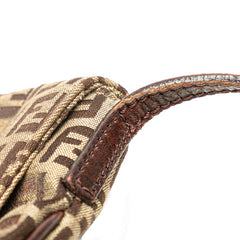 フェンディ ズッキーノ 斜め掛け ショルダーバッグ 8BT075 ブラウン キャンバス レザー レディース FENDI 【中古】