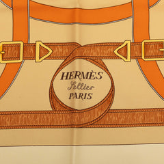 エルメス カレ90 Eperon d’Or エプロン ドール 黄金の拍車 スカーフ 大判スカーフ イエロー系 シルク レディース HERMES 中古