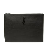 サンローラン YSLロゴ 形押し クラッチバッグ セカンドバッグ 453249 ブラック レザー レディース SAINT LAURENT 中古