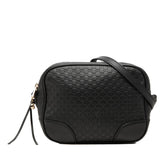 グッチ マイクログッチシマ 斜め掛け ショルダーバッグ カメラバッグ 449413 ブラック レザー レディース GUCCI 中古