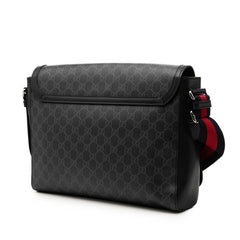 グッチ GGスプリーム クーリエ 斜め掛け ショルダーバッグ 474138 ブラック グレー PVC レザー レディース GUCCI 中古