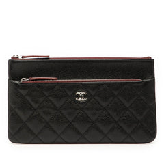 シャネル マトラッセ クラッチバッグ ブラック ワインレッド キャビアスキン レディース CHANEL 【中古】