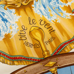 エルメス カレ90 Vive le vent 風よ吹け スカーフ 大判 ネイビー マルチカラー シルク レディース HERMES 【中古】
