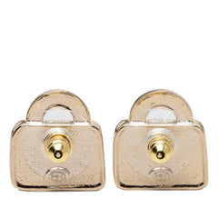 シャネル ココマーク バッグ モチーフ ピアス ゴールド ピンク ホワイド メッキ ラインストーン レディース CHANEL 【中古】