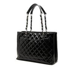 シャネル マトラッセ ココマーク チェーン トートバッグ ハンドバッグ ブラック パテントレザー レディース CHANEL 中古