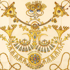 エルメス カレ90 FARURES DES SABLES 砂漠のアクセサリー スカーフ ブラウン マルチカラー シルク レディース HERMES 【中古】