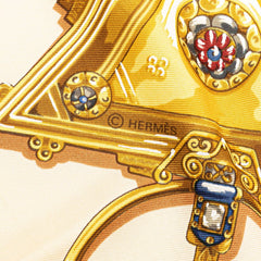 エルメス カレ90 FARURES DES SABLES 砂漠のアクセサリー スカーフ ブラウン マルチカラー シルク レディース HERMES 【中古】