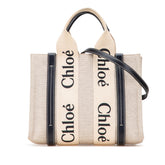 クロエ ウッディ スモール ハンドバッグ ショルダーバッグ 2WAY ベージュ ブラック キャンバス レザー レディース Chloe 【中古】