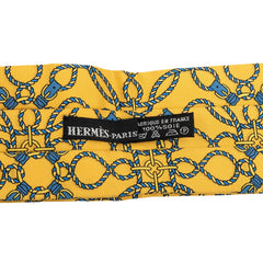 エルメス アスコットタイ スカーフ イエロー ブルー シルク レディース HERMES 中古