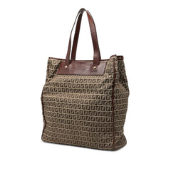 フェンディ ズッキーノ トートバッグ ハンドバッグ ブラウン キャンバス レザー レディース FENDI 【中古】
