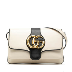 グッチ GGマーモント アリー ショルダーバッグ 550129 ホワイト ブラック レザー レディース GUCCI 【中古】