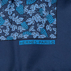 エルメス カレ45 プチカレ ガヴロッシュ Grape Vines グレープバイン ハンカチ スカーフ ネイビー ブルー シルク レディース HERMES 【中古】