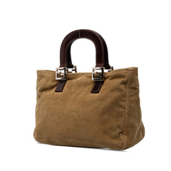 フェンディ ハンドバッグ 26329 カーキ系 コーデュロイ レザー レディース FENDI 中古