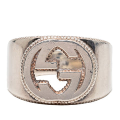 グッチ インターロッキングG リング 指輪 #19 SV925 シルバー レディース GUCCI 【中古】