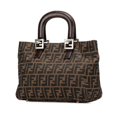 フェンディ ズッカ ハンドバッグ ブラウン キャンバス レザー レディース FENDI 【中古】