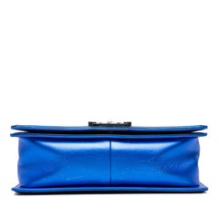 シャネル ココマーク マトラッセ ボーイシャネル25 チェーン ショルダーバッグ ブルー パテントレザー レディース CHANEL 【中古】