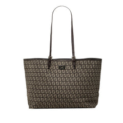 フェンディ ズッキーノ トートバッグ ショルダーバッグ 8BH127 ブラウン ベージュ キャンバス レザー レディース FENDI 中古