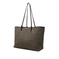 フェンディ ズッキーノ トートバッグ ショルダーバッグ 8BH127 ブラウン ベージュ キャンバス レザー レディース FENDI 中古