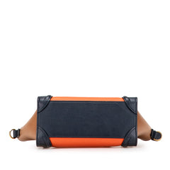 セリーヌ ラゲージ ナノショッパー ハンドバッグ ショルダーバッグ 2WAY オレンジ ネイビー ブラウン レザー レディース CELINE 【中古】
