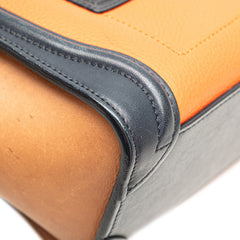 セリーヌ ラゲージ ナノショッパー ハンドバッグ ショルダーバッグ 2WAY オレンジ ネイビー ブラウン レザー レディース CELINE 【中古】