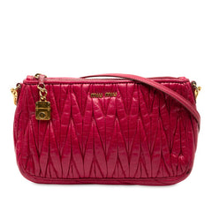 ミュウミュウ マテラッセ ワンショルダーバッグ ピンク レザー レディース MIUMIU 【中古】