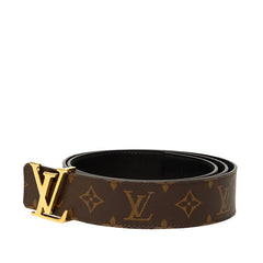 ルイ ヴィトン ベルト LV イニシャル 40MM リバーシブル ロゴバックル ベルト M0566 ブラウン ブラック PVC メンズ LOUIS VUITTON 中古
