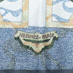 エルメス カレ90 PEINTRE DU CHEVAL 馬を描く画家 スカーフ ブルー系 グリーン系 シルク レディース HERMES 【中古】