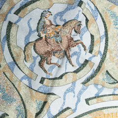エルメス カレ90 PEINTRE DU CHEVAL 馬を描く画家 スカーフ ブルー系 グリーン系 シルク レディース HERMES 【中古】