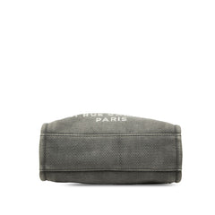 シャネル ドーヴィルPM チェーン トートバッグ ショルダーバッグ グレー ブラック キャンバス レザー レディース CHANEL 【中古】