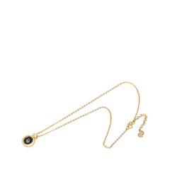 ディオール ロゴ ラウンド ネックレス ゴールド ブラック メッキ ラインストーン レディース Dior 中古