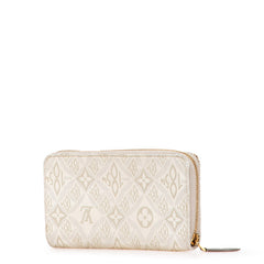 ルイ ヴィトン モノグラム ジャガード ジッピーウォレット SINCE1854 長財布 ラウンドファスナー M81172 ホワイト グレージュ キャンバス レザー レディース LOUIS VUITTON 【中古】