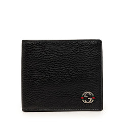 グッチ インターロッキングG 二つ折り財布 308795 ブラック レザー レディース GUCCI 【中古】
