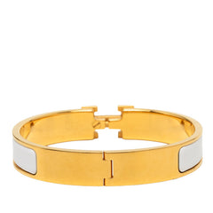 エルメス クリックH PM バングル ゴールド ホワイト メッキ エナメル レディース HERMES 中古