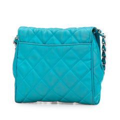 プラダ 斜め掛け チェーン ショルダーバッグ ライトブルー ナイロン レザー レディース PRADA 【中古】