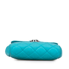 プラダ 斜め掛け チェーン ショルダーバッグ ライトブルー ナイロン レザー レディース PRADA 【中古】