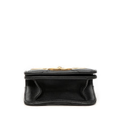 グッチ GGマーモント ウエストバッグ 488417 ブラック ゴールド レザー レディース GUCCI 【中古】