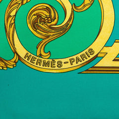 エルメス カレ90 LES TUILERIES チュイルリー公園 スカーフ グリーン系 シルク レディース HERMES 中古